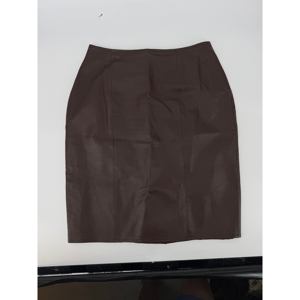 David Benjamin Brown 100% Leather Pencil Skirt‎ High Waisted Vintage 80's